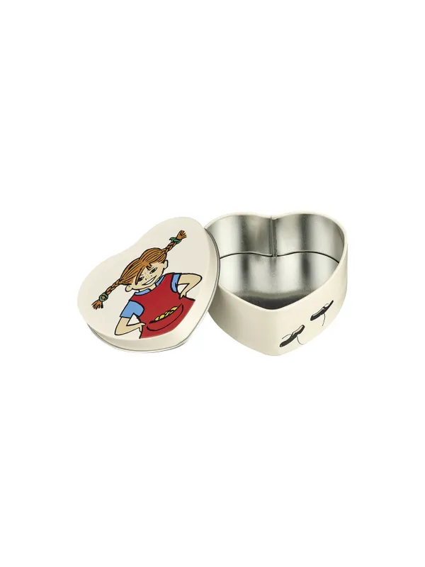 Pippi Longstocking Heart Shaped Tinbox - Beige