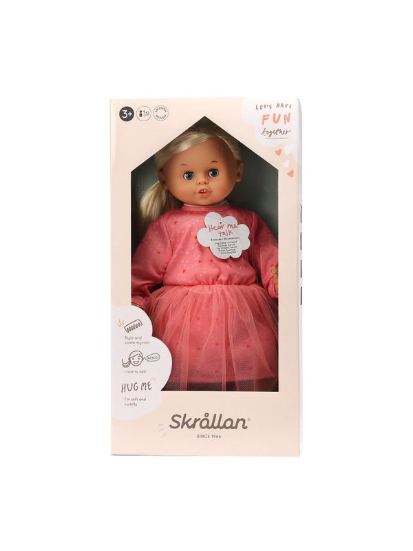 Skrallan Blonde Haare Rosa Kleid - 45 cm