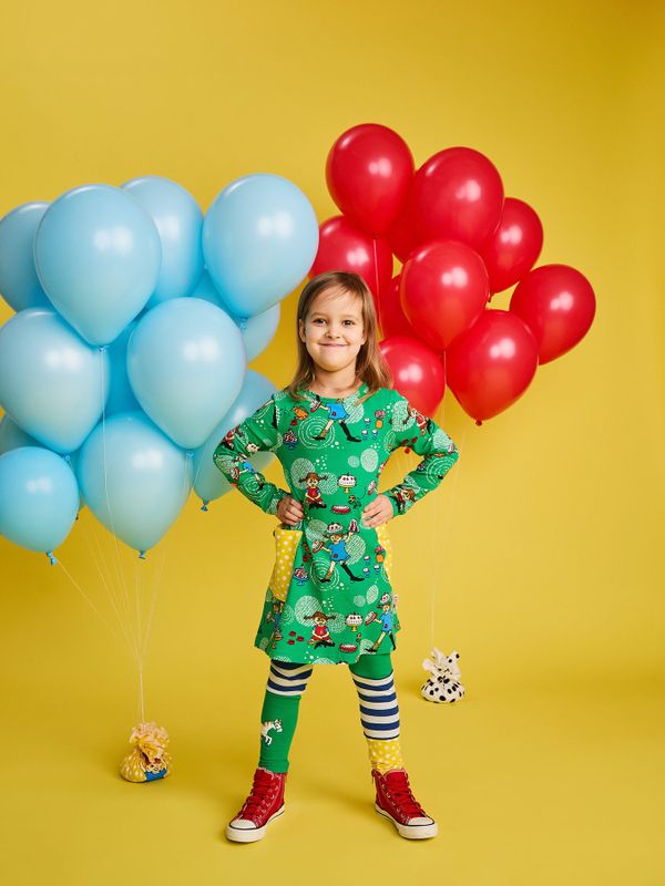Pippi Langstrumpf Party A-Linien-Kleid - Grün