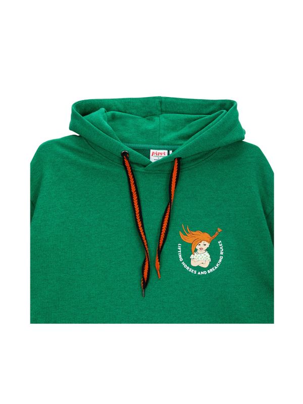 Pippi Hoodie Lifting Horses & Breaking Rules Grün - Erwachsene