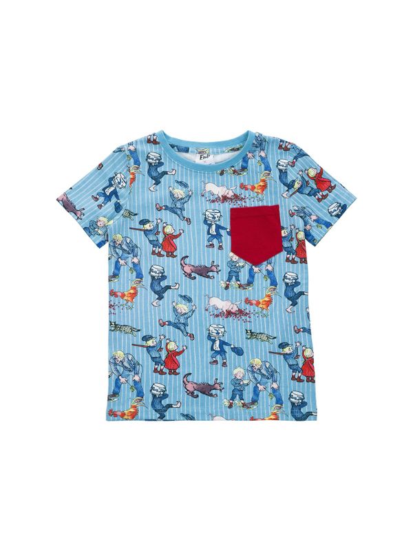 Michel aus Lönneberga T-Shirt Rote Tasche- Blau