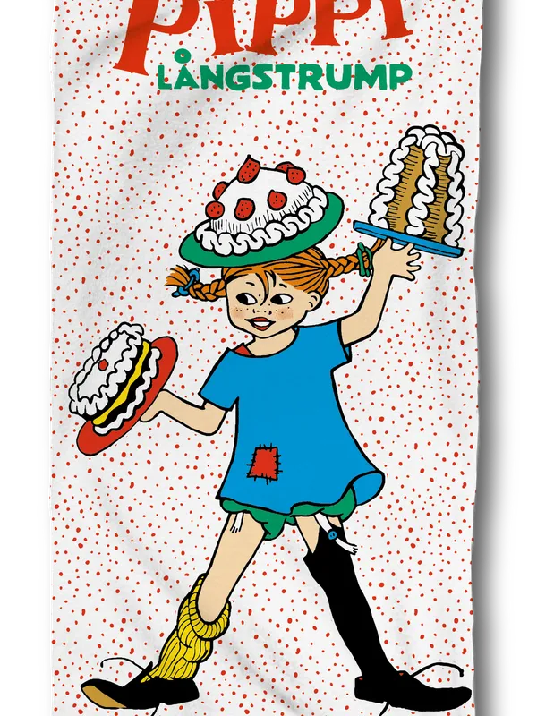 Bath Towel Pippi Cake Party  70x140 cm – White with Red Dots