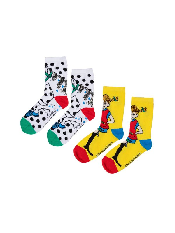 2-Pack Pippi Långstrump Strumpor Barn - Gul/Vit