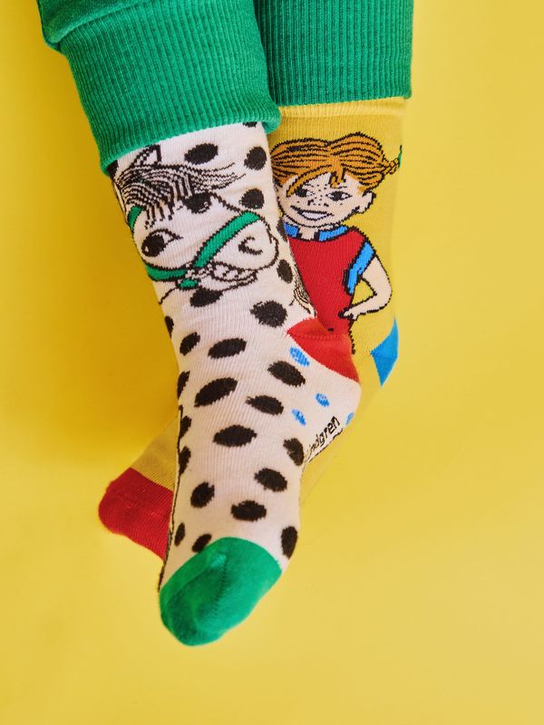 2-Pack Pippi Långstrump Strumpor Barn - Gul/Vit