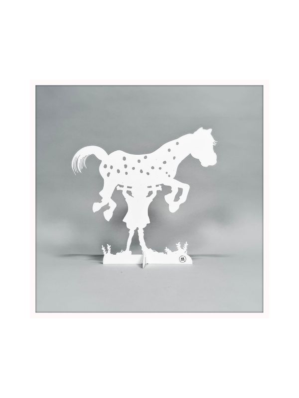 Pippi Longstocking and her horse Metal Silhouette – White