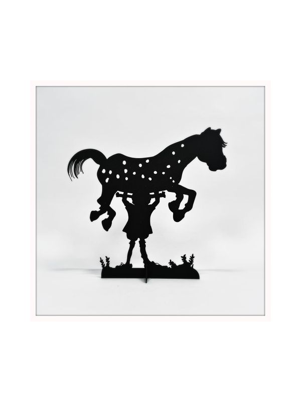 Pippi Longstocking and her horse Metal Silhouette – Black