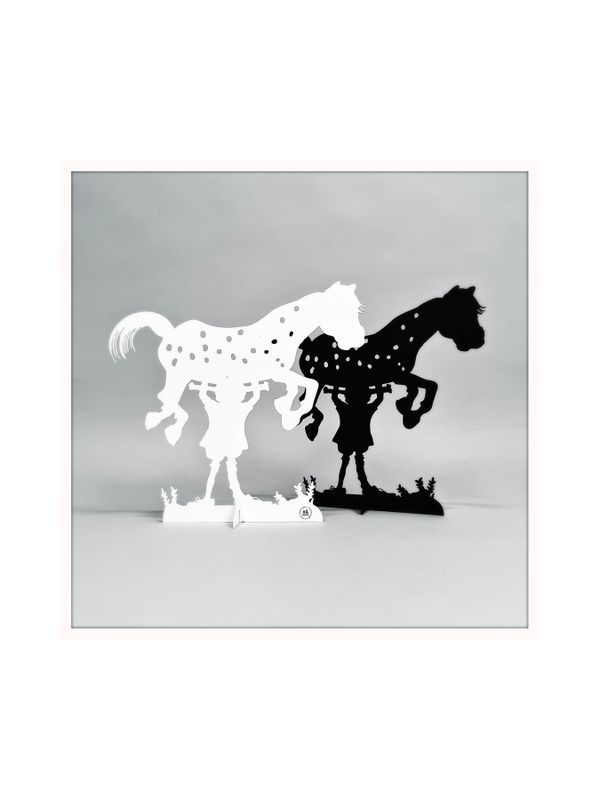 Pippi Longstocking and her horse Metal Silhouette – Black