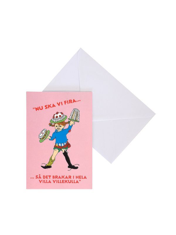 Pippi Långstrump Tårta Dubbelt Kort – 11,5 x 17 cm