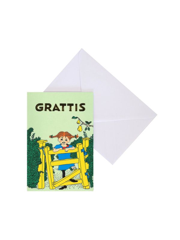 Pippi Långstrump Dubbelt Kort Grön – 11,5 x 17cm