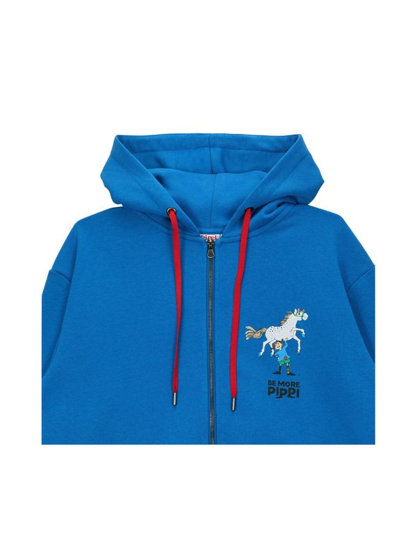 Pippi Langstrumpf Kapuzenjacke Blau - Erwachsene