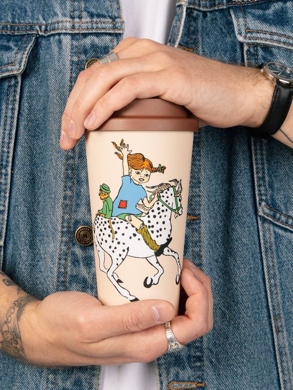 Take-Away Mug Pippi and Her Horse - Beige