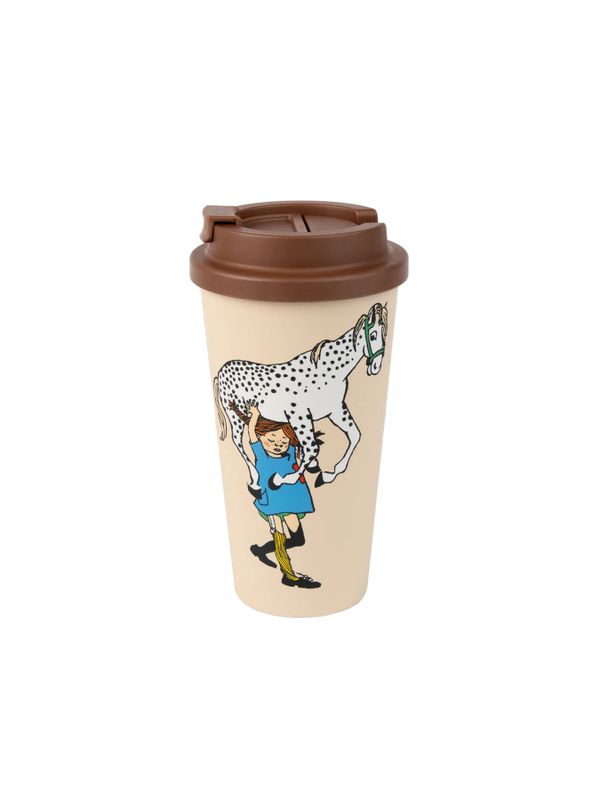 Take-Away Mug Pippi and Her Horse - Beige