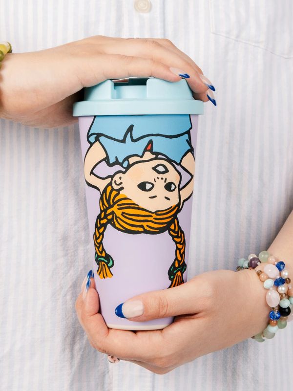 Take-Away Mug Pippi up and down 450ml - Purple