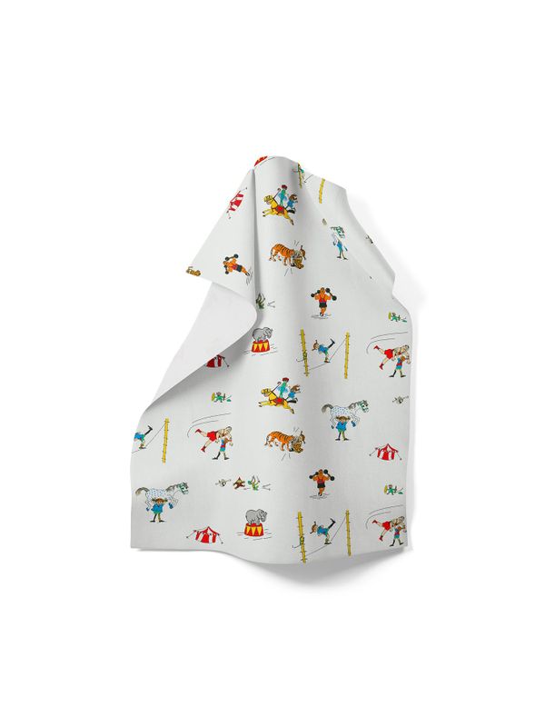 Kitchen towel Pippi Longstocking at circus - White
