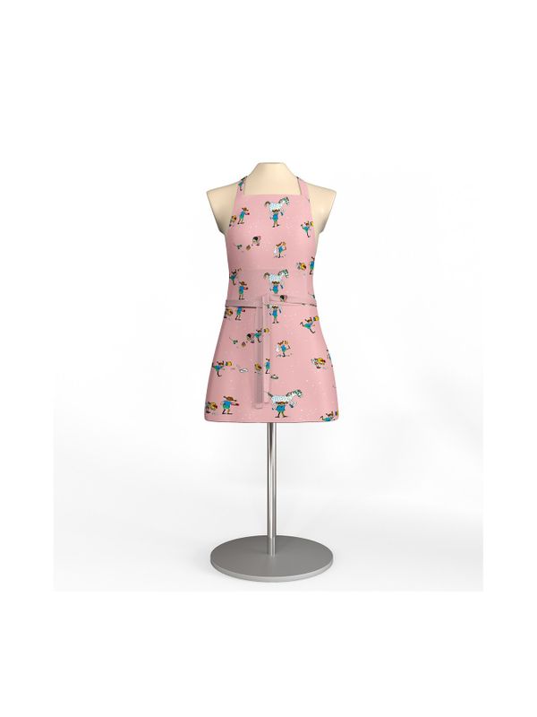 Apron Pippi Longstocking with friends pink - Adult