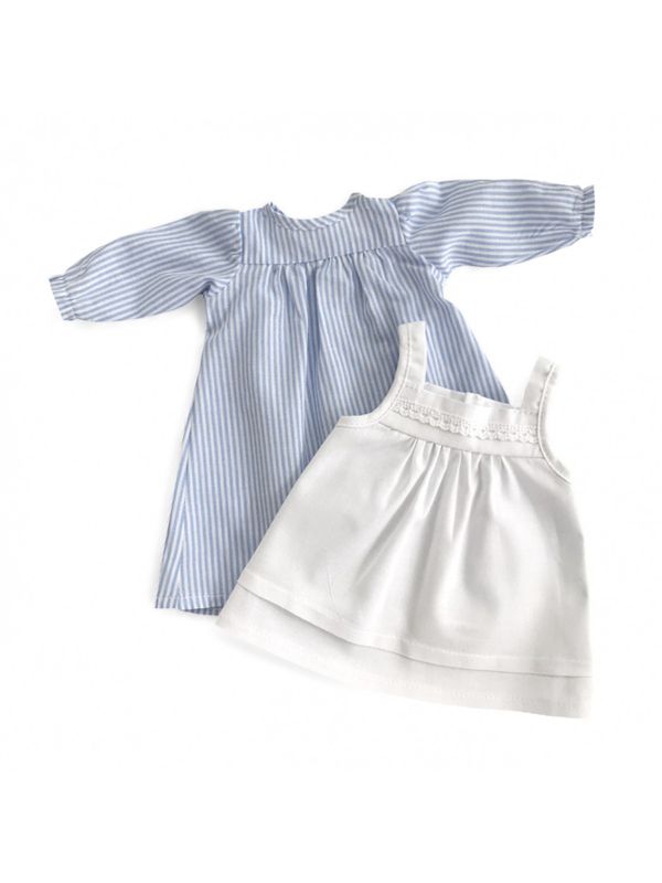 Doll Dress Madicken Apron Blue/White