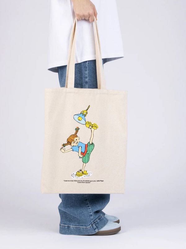 Totebag Pippi Longstocking cleaning - beige