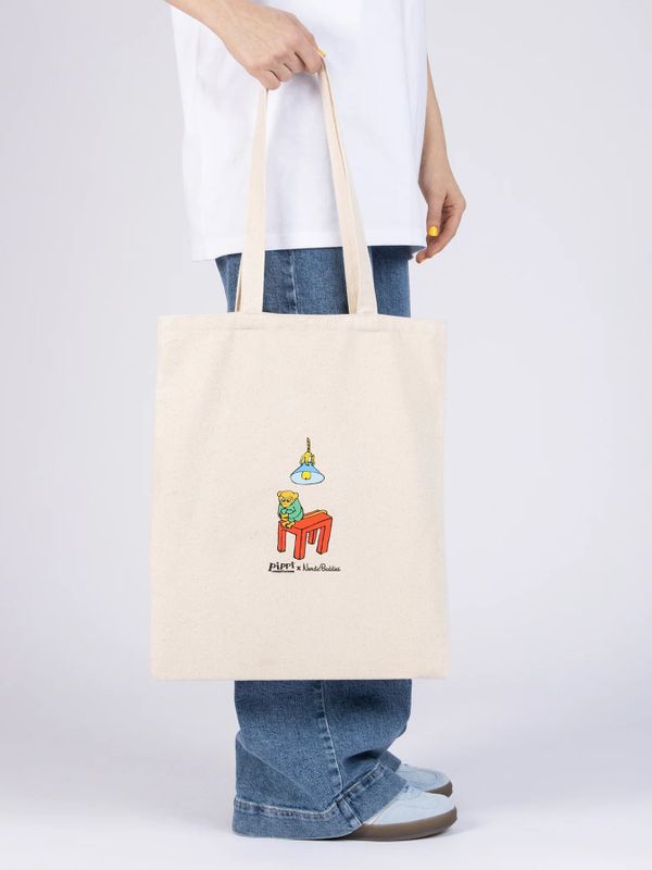 Totebag Pippi Longstocking cleaning - beige