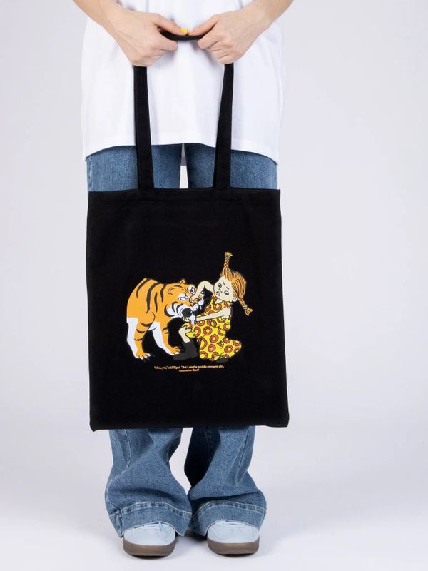 Totebag Pippi Longstocking tiger- black