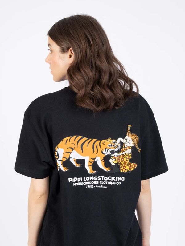 T-shirt Pippi Longstocking tiger - Black
