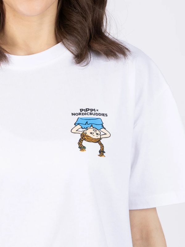 T-shirt Pippi Longstocking Hanging by the Knees - White