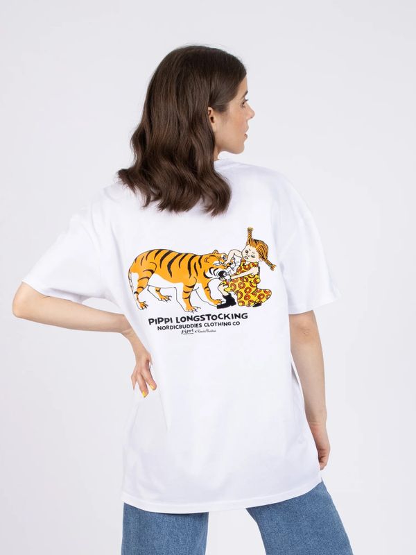 T-shirt Pippi Longstocking tiger - White