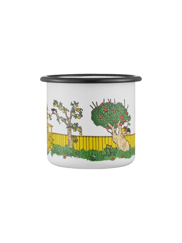 Emaljmugg Pippi Långstrump lyfter Lilla Gubben 3,7 dl - Vit