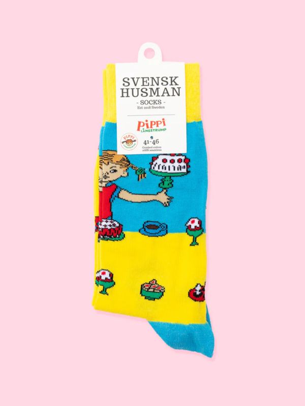 Strumpor Pippi Långstrump Kalas - Vuxen - Gul/blå
