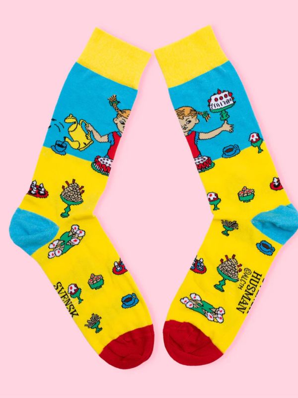 Strumpor Pippi Långstrump Kalas - Vuxen - Gul/blå