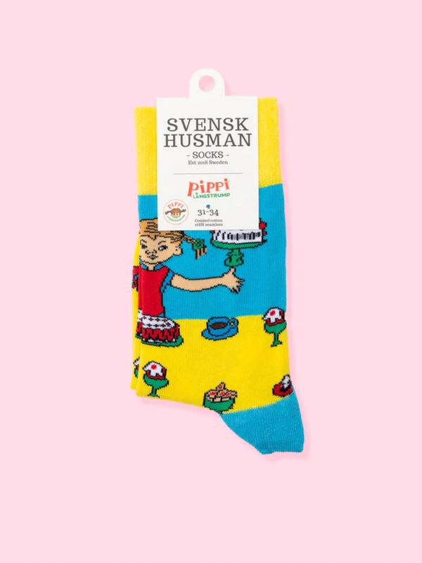Strumpor Pippi Långstrump Kalas - Gul