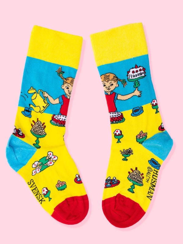Strumpor Pippi Långstrump Kalas - Gul