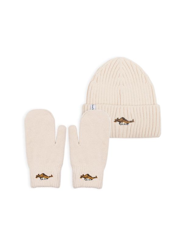 Set with Beanie and mitten Pippi Longstocking, adult - Beige
