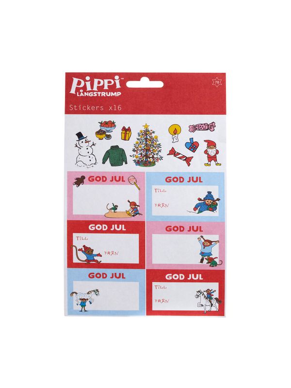 Juletiketter Pippi Långstrump - 16st
