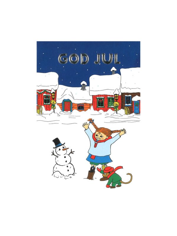 Julkort inkl kuvert Pippi Långstrump - mörkblå