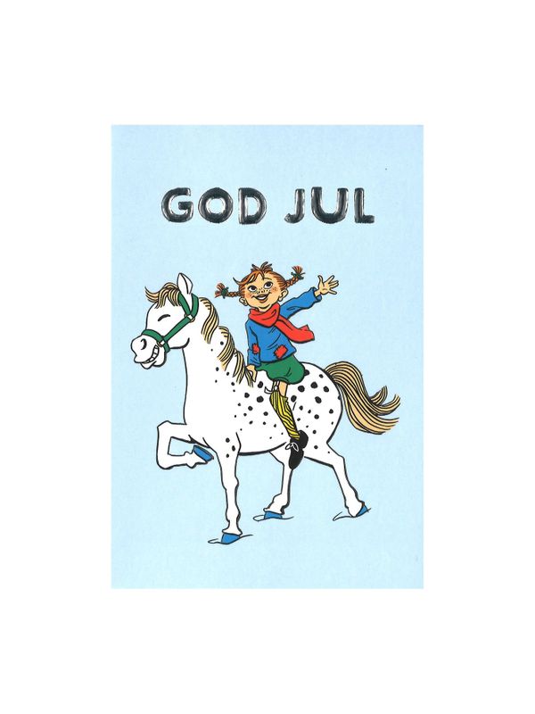 Christmas card Pippi Longstocking - light blue