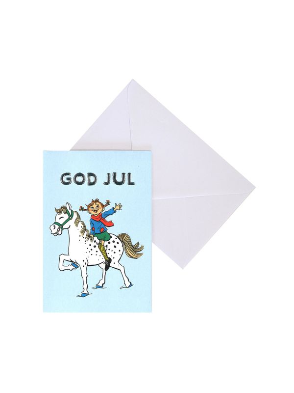 Christmas card Pippi Longstocking - light blue
