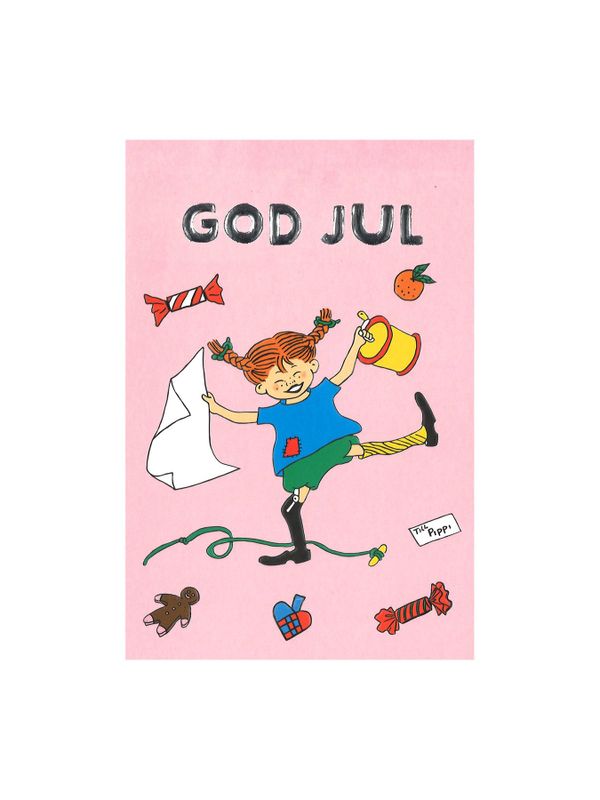 Christmas card Pippi Longstocking - Pink