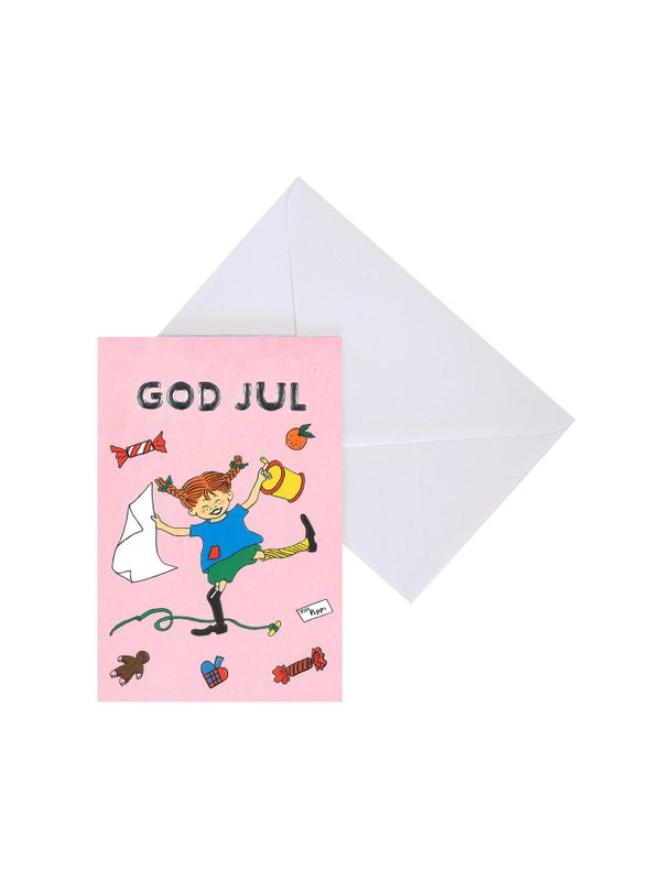 Christmas card Pippi Longstocking - Pink