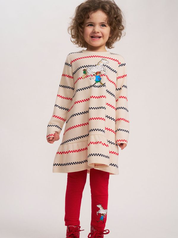 Rutrandig klänning Pippi Långstrump - Vit