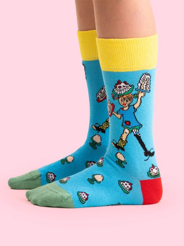 Strumpor Pippi Långstrump och tårtor, barn - Blå