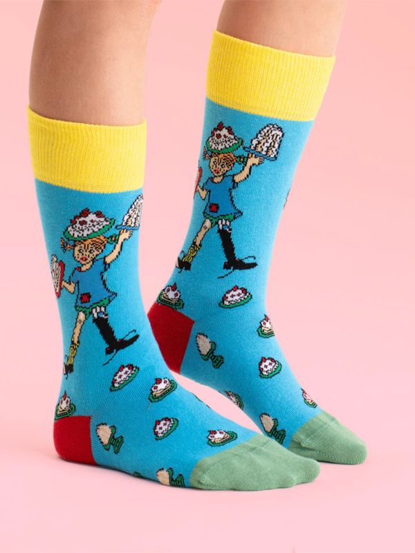 Strumpor Pippi Långstrump och tårtor, barn - Blå