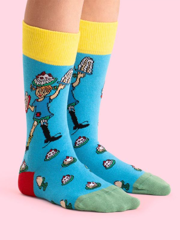 Strumpor Pippi Långstrump och tårtor, barn - Blå