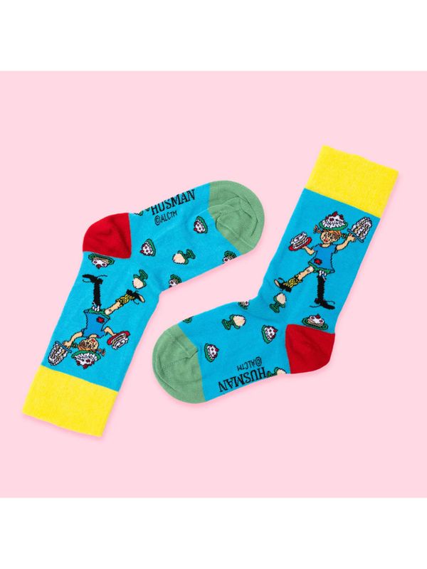 Strumpor Pippi Långstrump och tårtor, barn - Blå