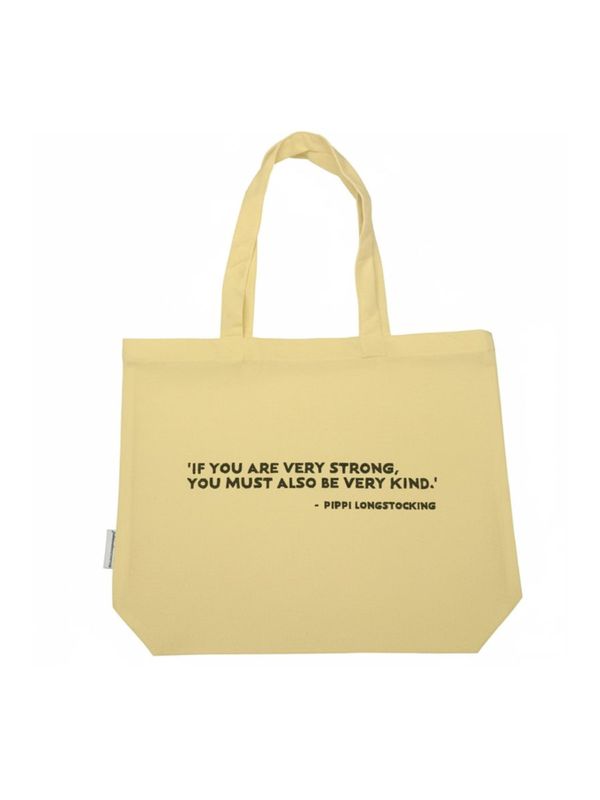 Totebag Pippi Longstocking embroidered - Light yellow