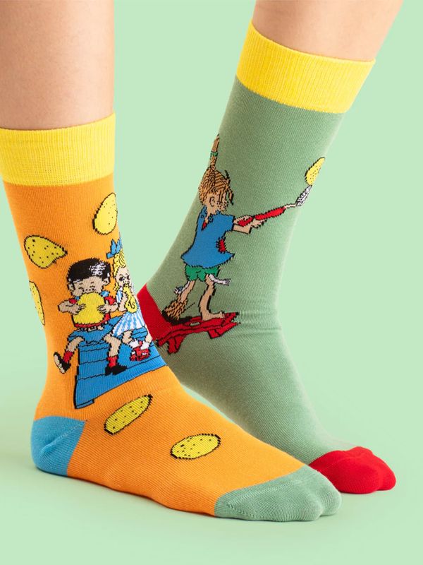 Strumpor Pippi Långstrump bakar pannkakor, vuxen - Multi