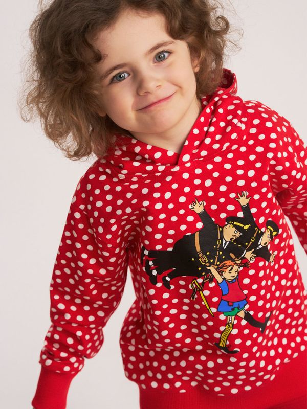 Prickig hoodie Pippi Långstrump - Röd