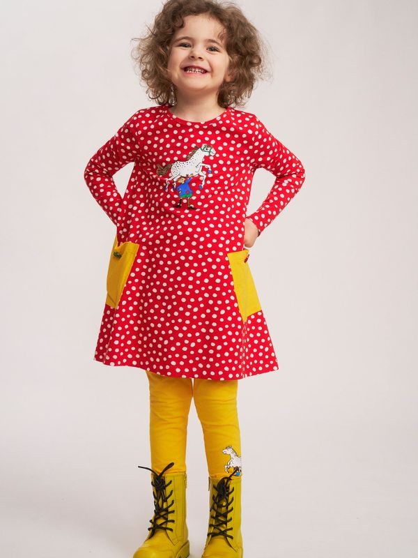 Prickig klänning Pippi Långstrump - Röd