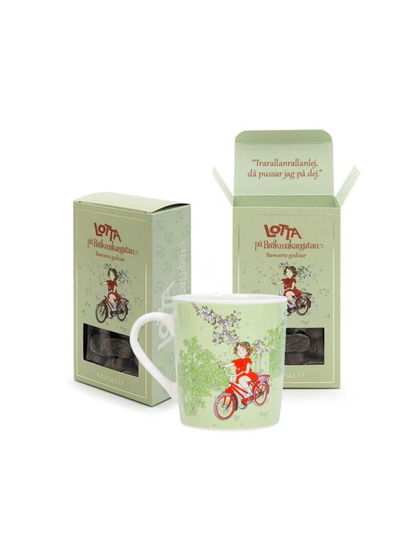 Presentkit Lotta på Bråkmakargatan med mugg och godis