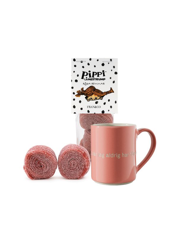Presentkit Pippi Långstrump med mugg och godis-Rosa