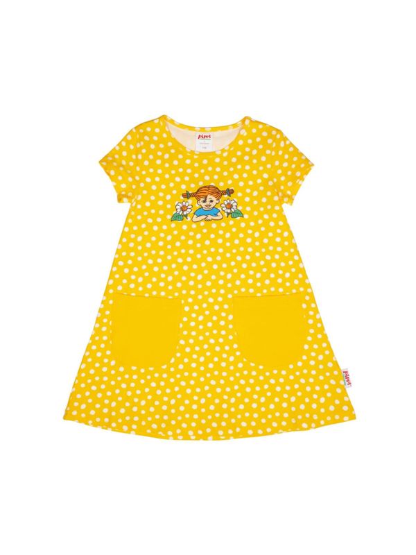 Prickig klänning med fickor Pippi Långstrump - Gul